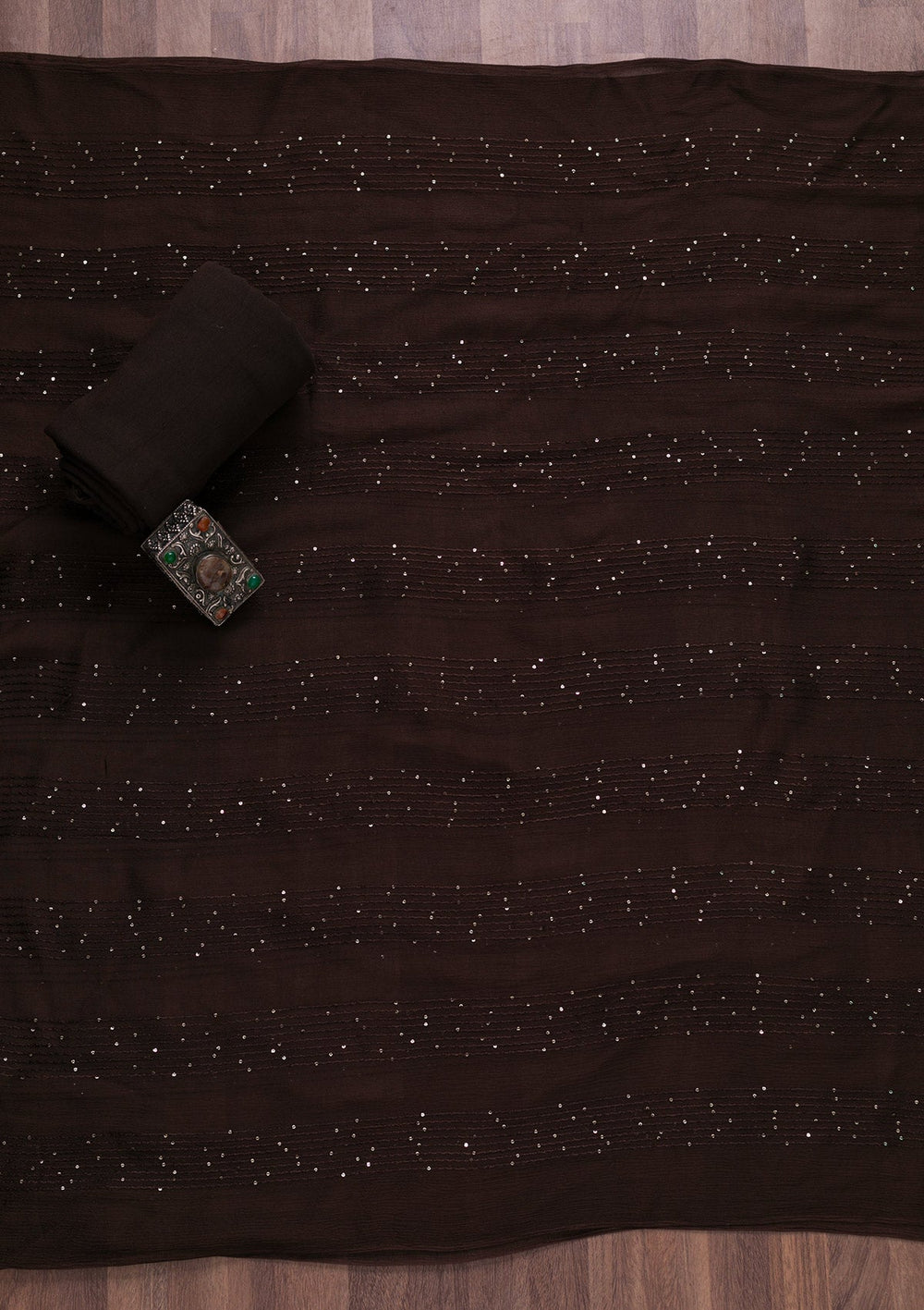 Brown Soft Silk Swarovski Unstitched Salwar Suit-koskii