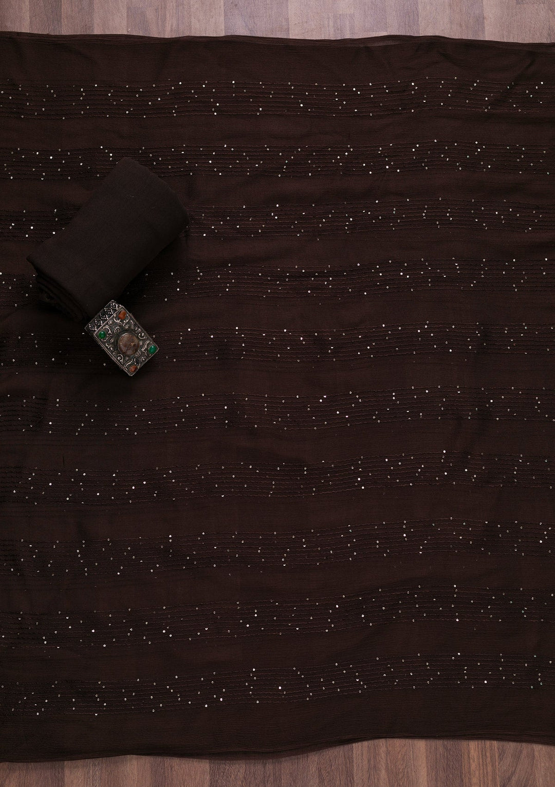 Brown Soft Silk Swarovski Unstitched Salwar Suit-koskii