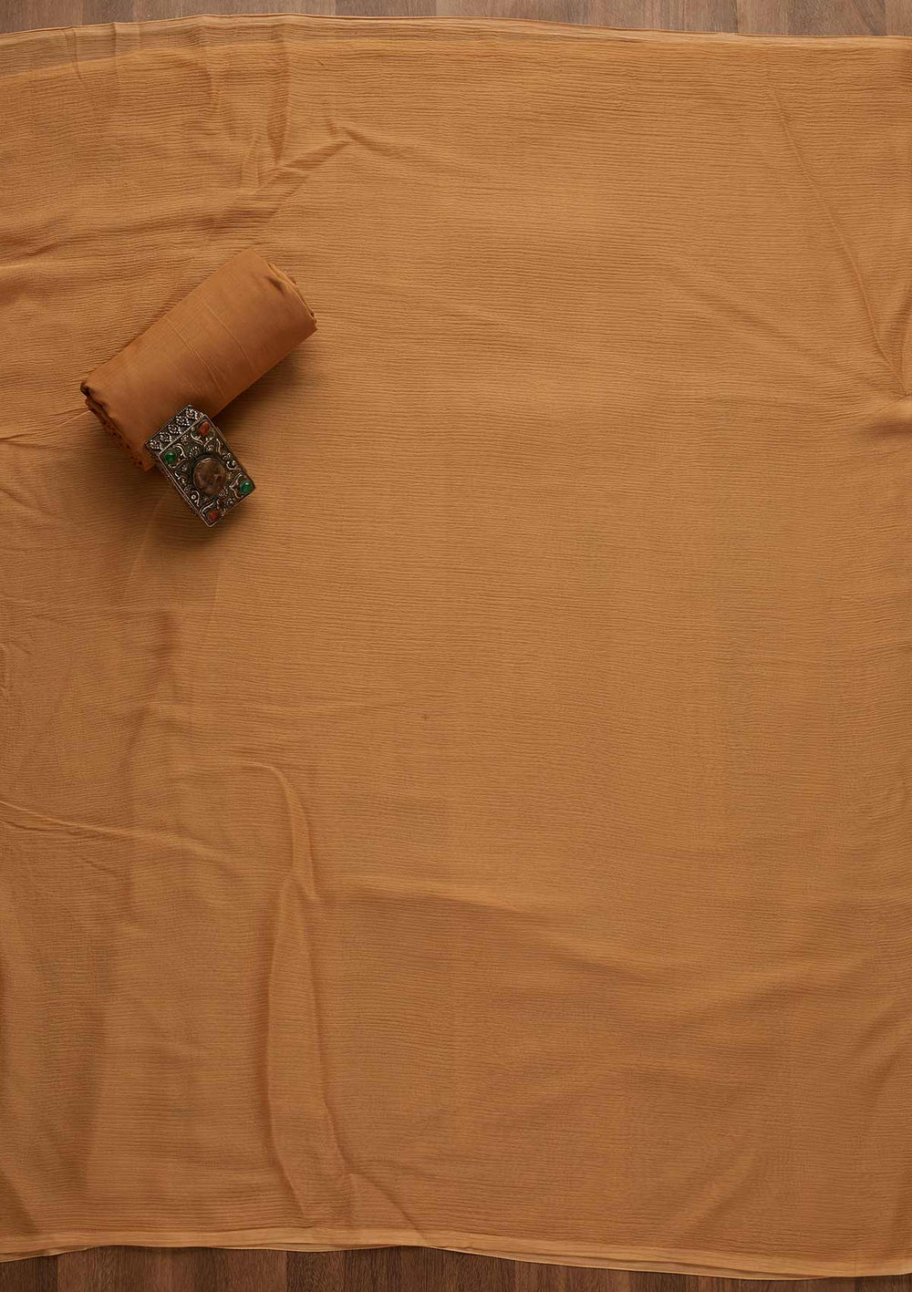 Brown Zariwork Chanderi Unstitched Salwar Suit-Koskii