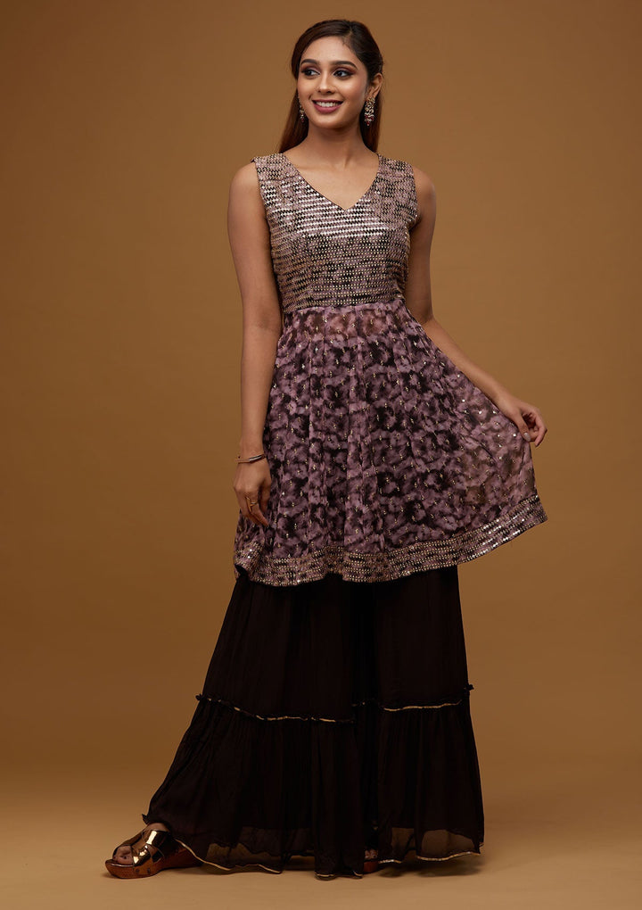 Brown Zariwork Georgette Designer Salwar Suit - Koskii