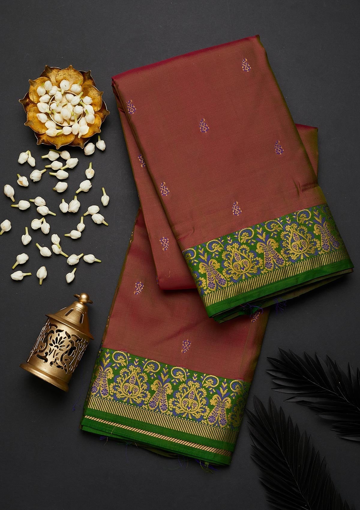 Brown Zariwork Pure Silk Designer Saree - Koskii