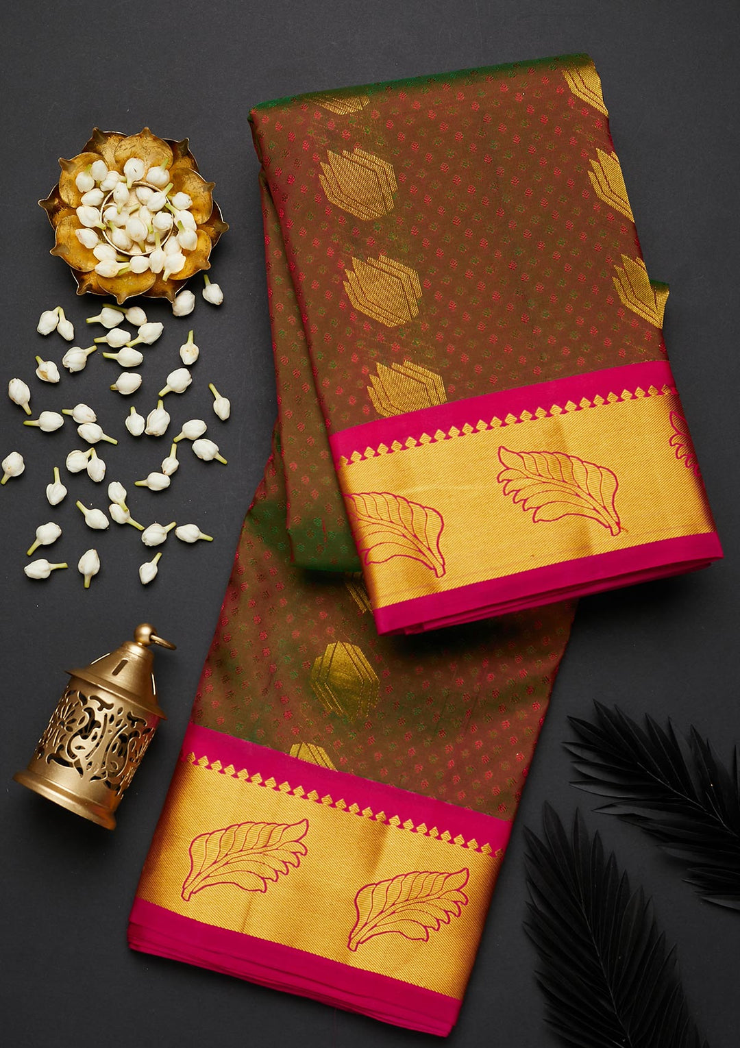 Brown Zariwork Pure Silk Designer Saree - Koskii