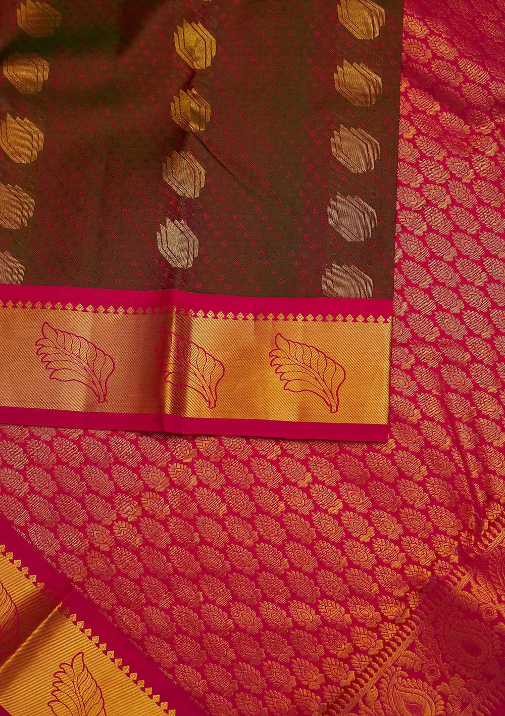 Brown Zariwork Pure Silk Designer Saree - Koskii