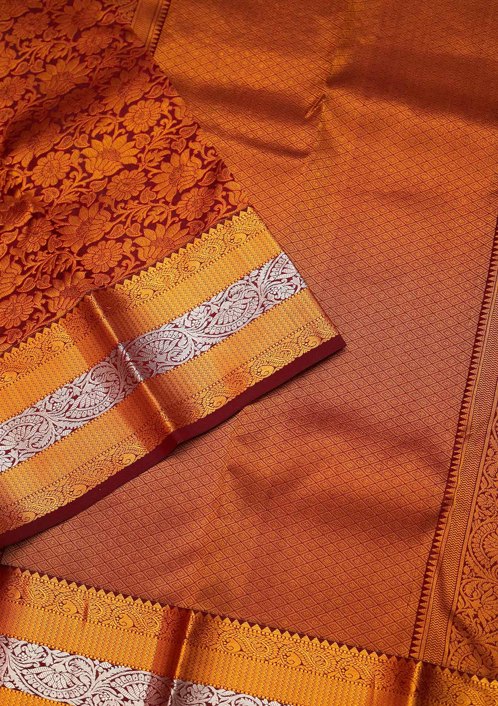 Brown Zariwork Pure Silk Saree - Koskii