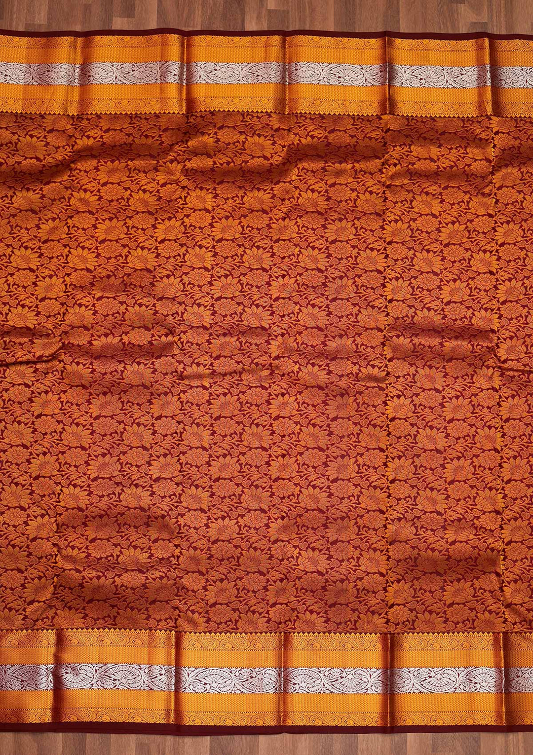 Brown Zariwork Pure Silk Saree - Koskii