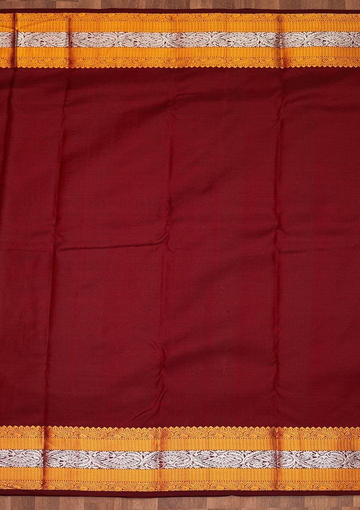 Brown Zariwork Pure Silk Saree - Koskii