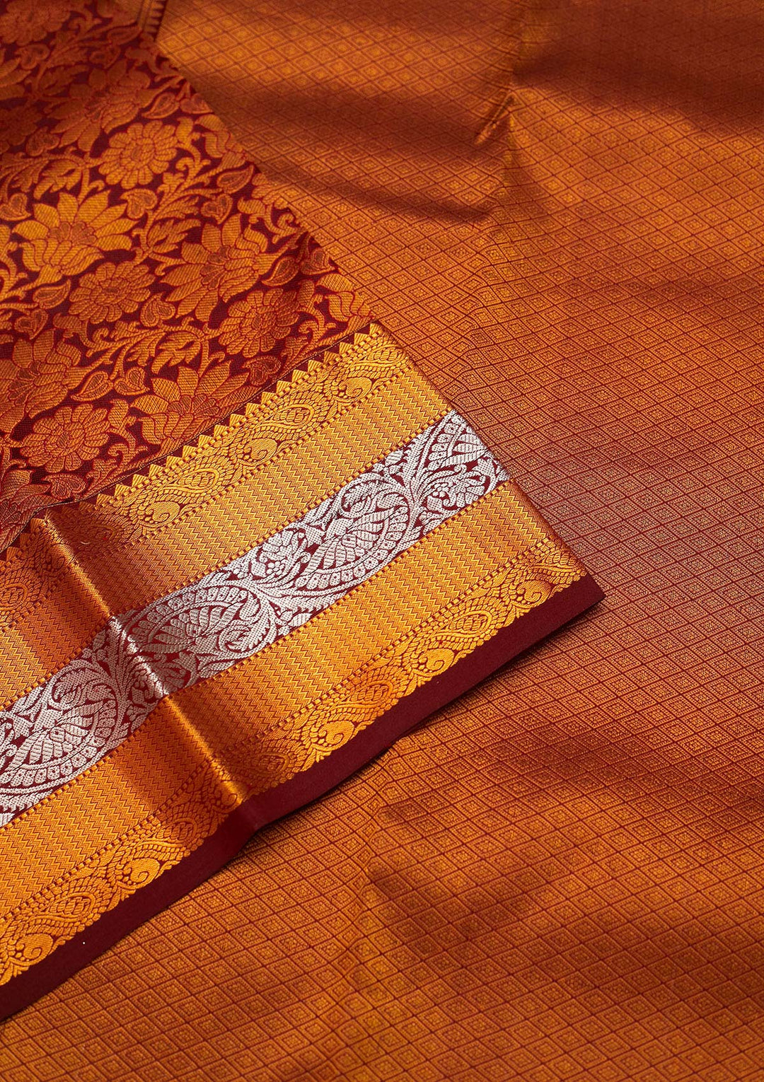 Brown Zariwork Pure Silk Saree - Koskii