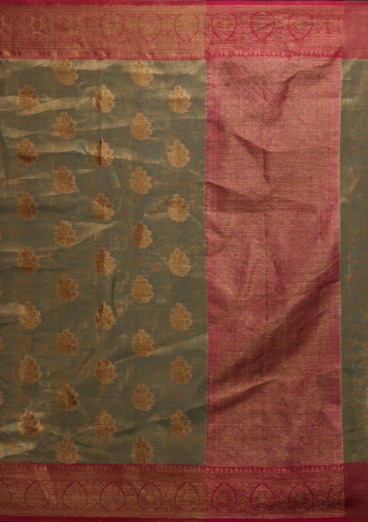 Copper Zariwork Tissue Saree - Koskii