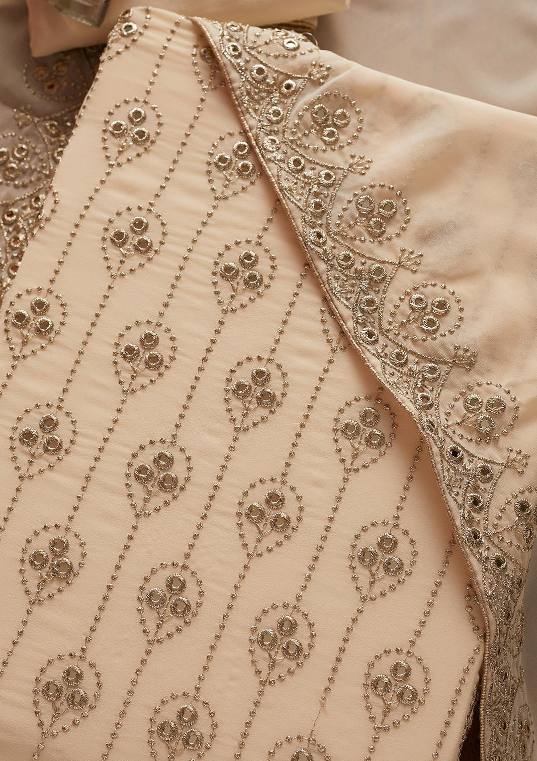 Cream Gotapatti Georgette Designer Unstitched Salwar Suit - koskii