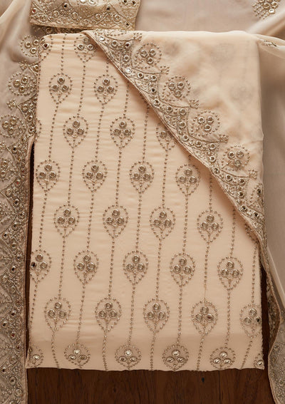 Cream Gotapatti Georgette Designer Unstitched Salwar Suit - koskii