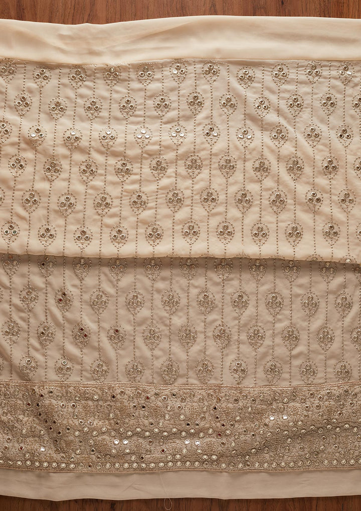 Cream Gotapatti Georgette Designer Unstitched Salwar Suit - koskii