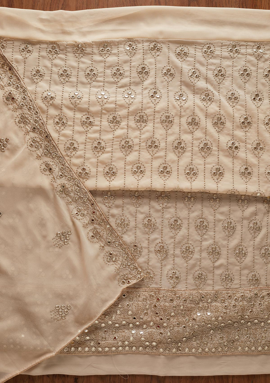 Cream Gotapatti Georgette Designer Unstitched Salwar Suit - koskii