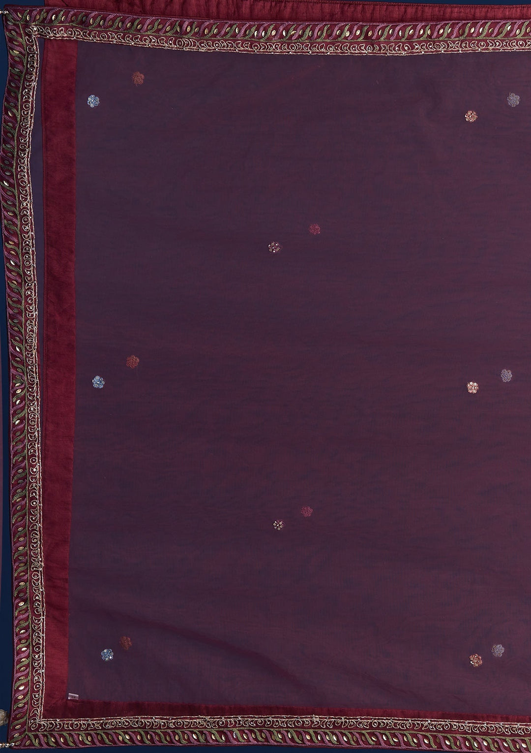 Cream Mirrorwork Net Designer Lehenga - Koskii