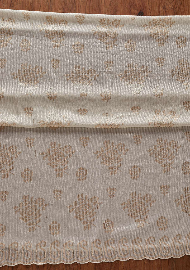 Cream Sequins Georgette Designer Unstitched Salwar Suit - koskii