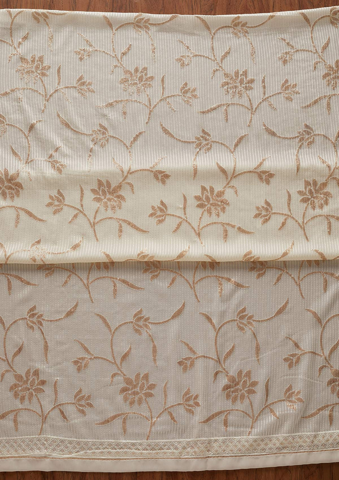 Cream Sequins Georgette Designer Unstitched Salwar Suit - koskii
