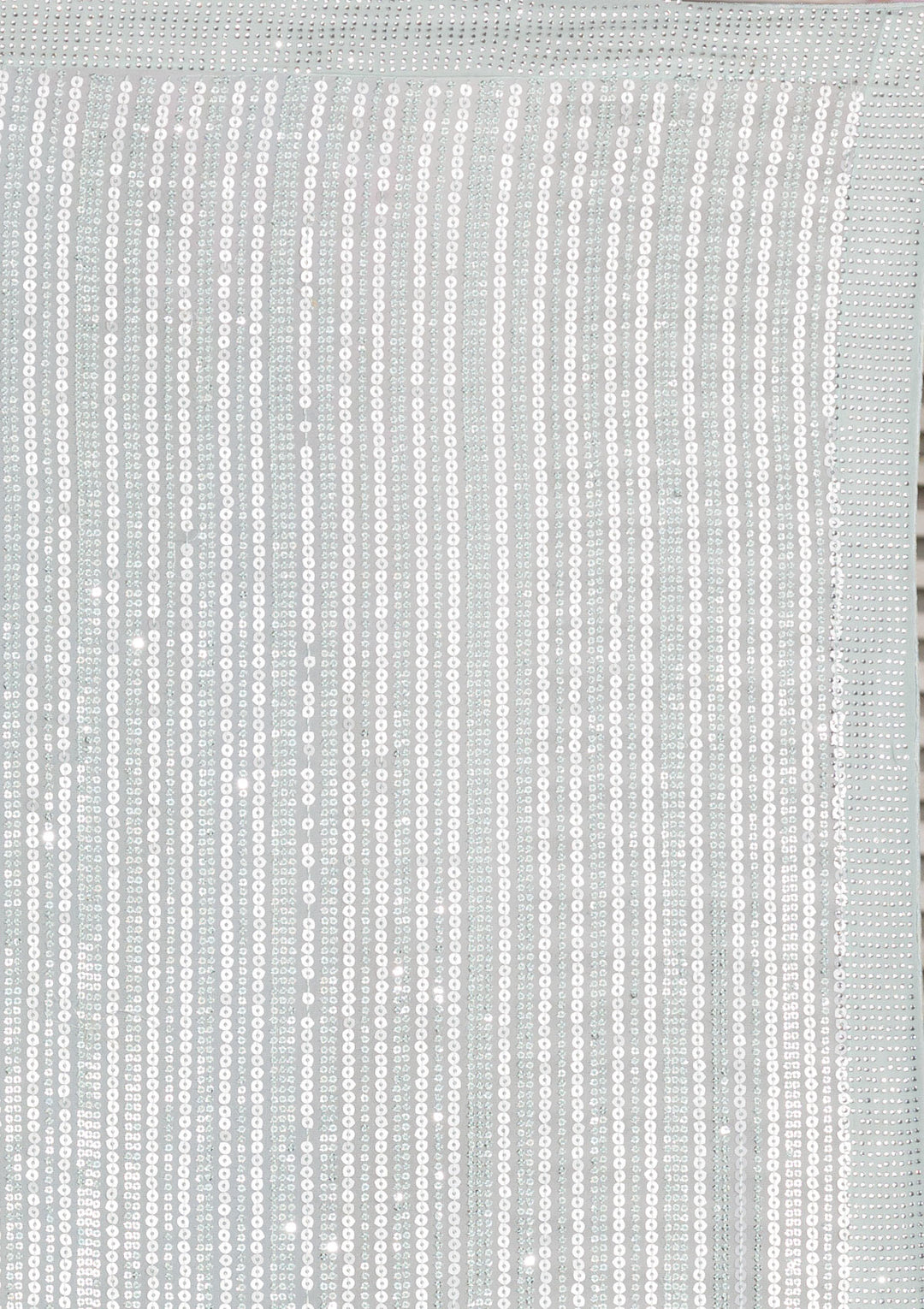 Sea Green Sequins Georgette Saree-Koskii