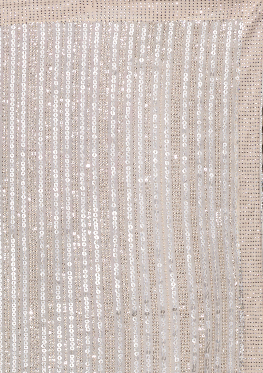 Cream Sequins Georgette Saree-Koskii