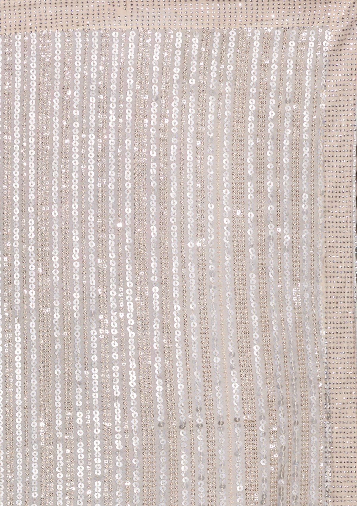 Cream Sequins Georgette Saree-Koskii
