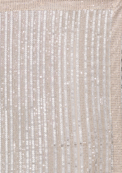 Cream Sequins Georgette Saree-Koskii