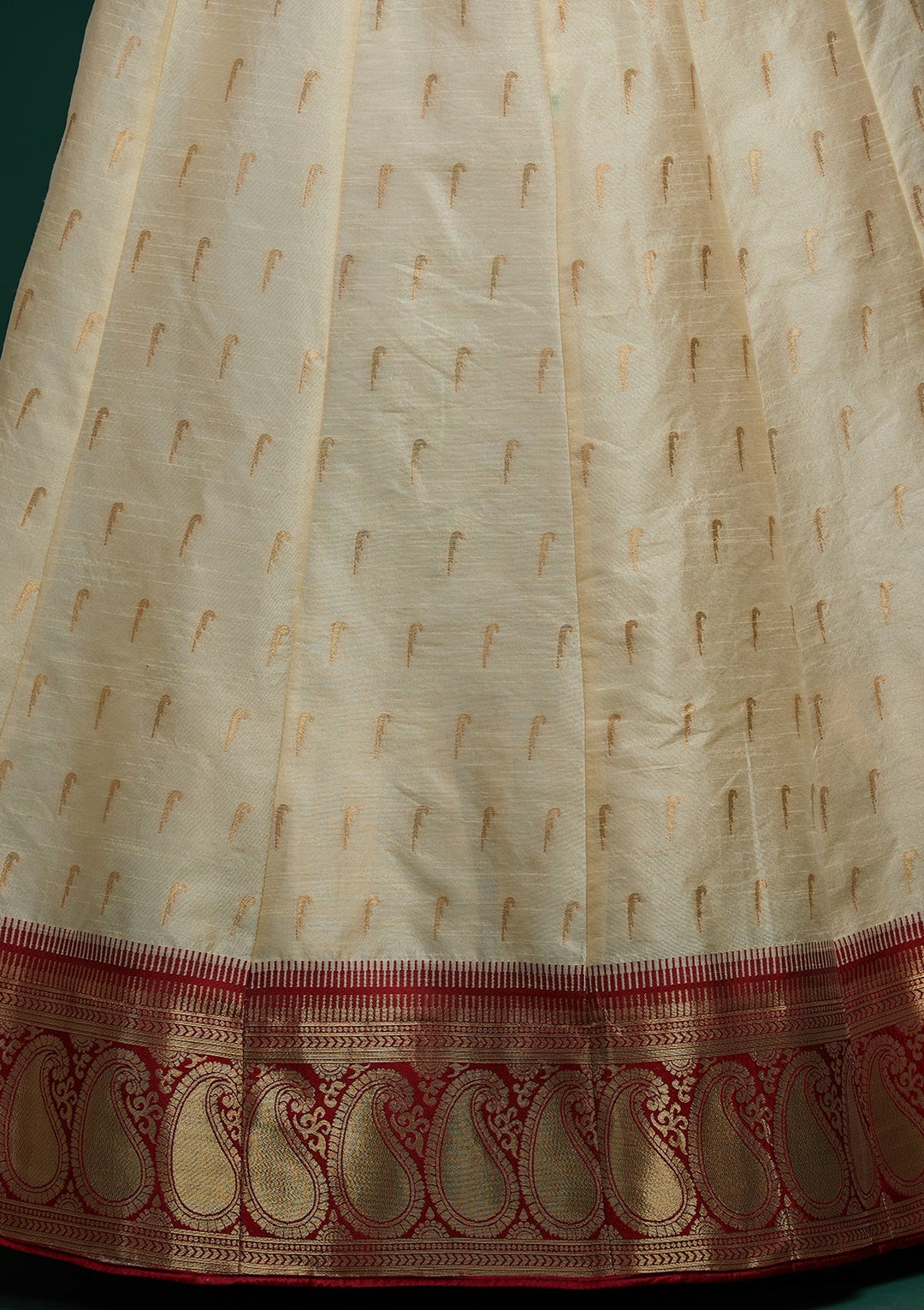 Cream Stonework Brocade Designer Lehenga-Koskii