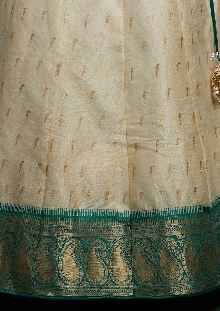 Cream Stonework Brocade Designer Lehenga-Koskii