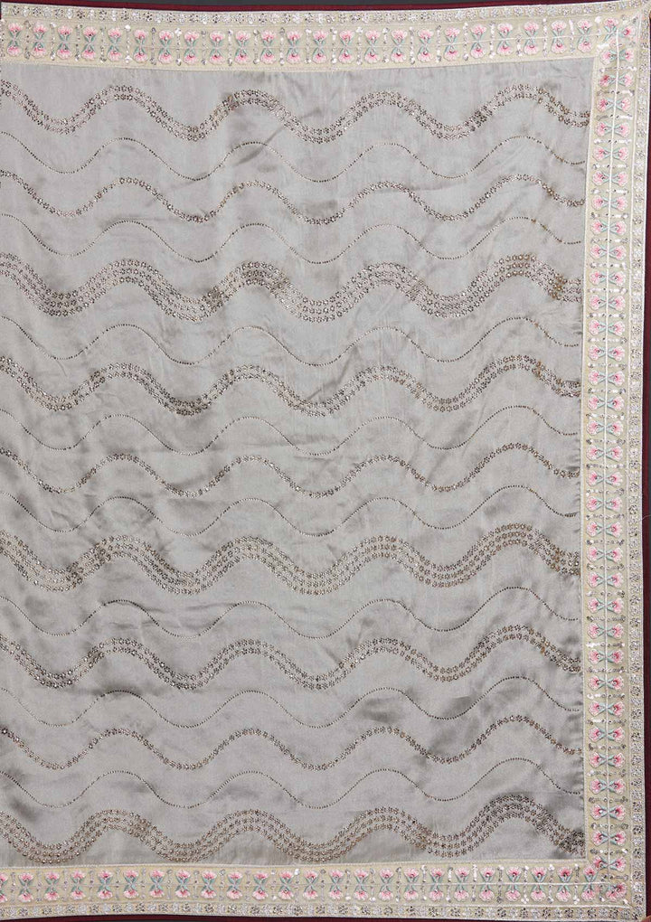 Cream Stonework Tissue Designer Saree - Koskii