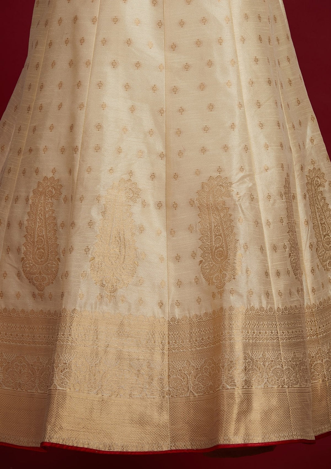 Cream Zariwork Banarasi Designer Gown - Koskii
