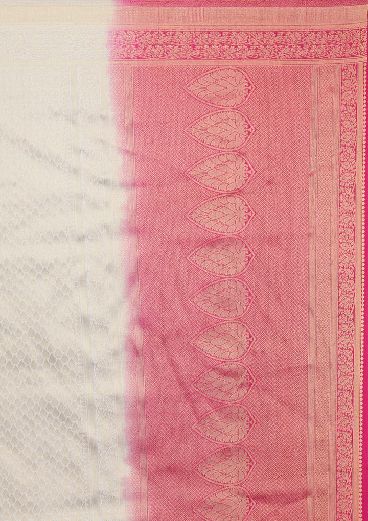 Cream Zariwork Brocade Saree - Koskii