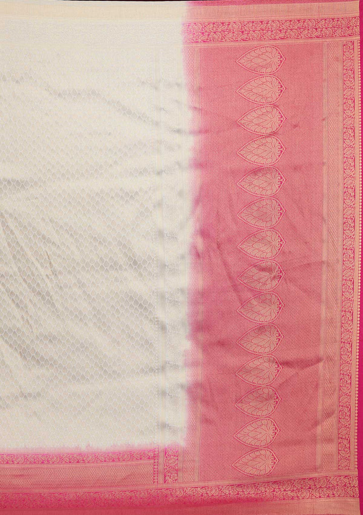 Cream Zariwork Brocade Saree - Koskii