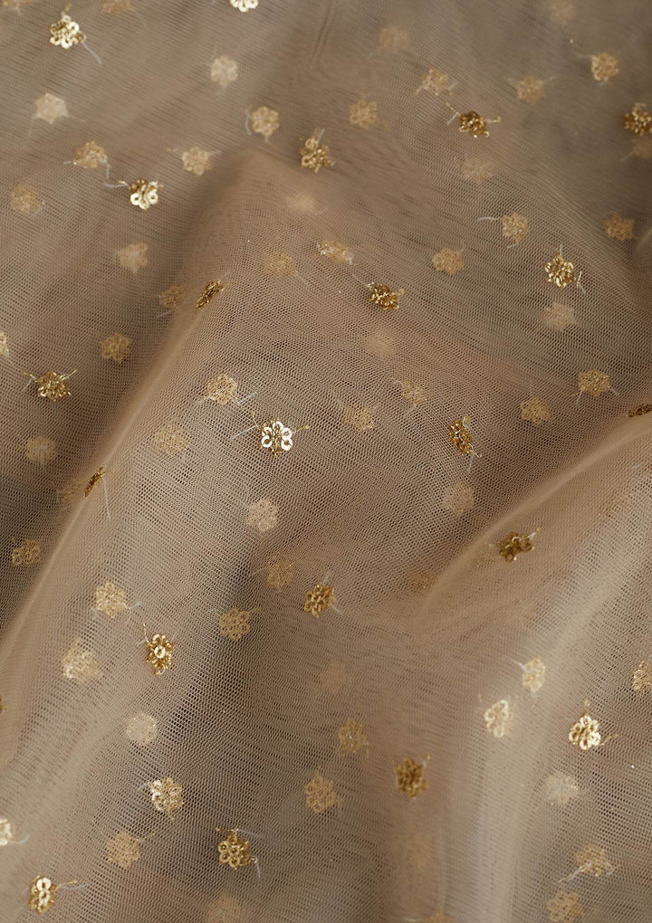 Cream Zariwork Net Readymade Dupatta-Koskii