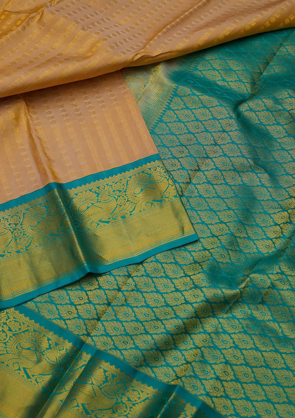 Cream Zariwork Pure Silk Designer Saree - koskii