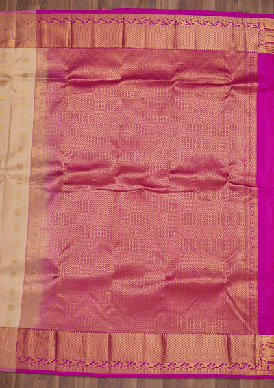 Cream Zariwork Pure Silk Saree-Koskii