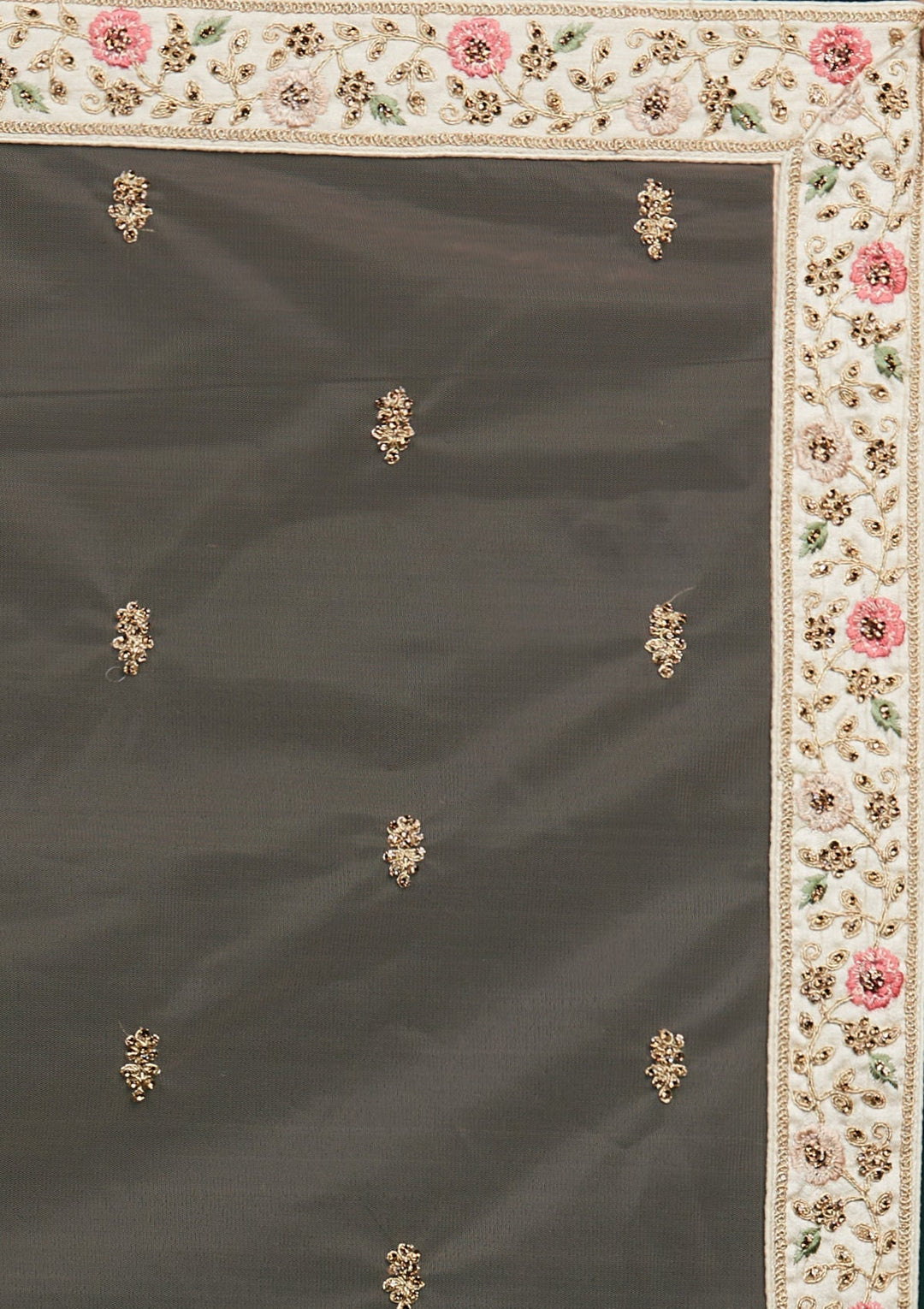 Cream Zariwork Raw Silk Designer Lehenga-Koskii