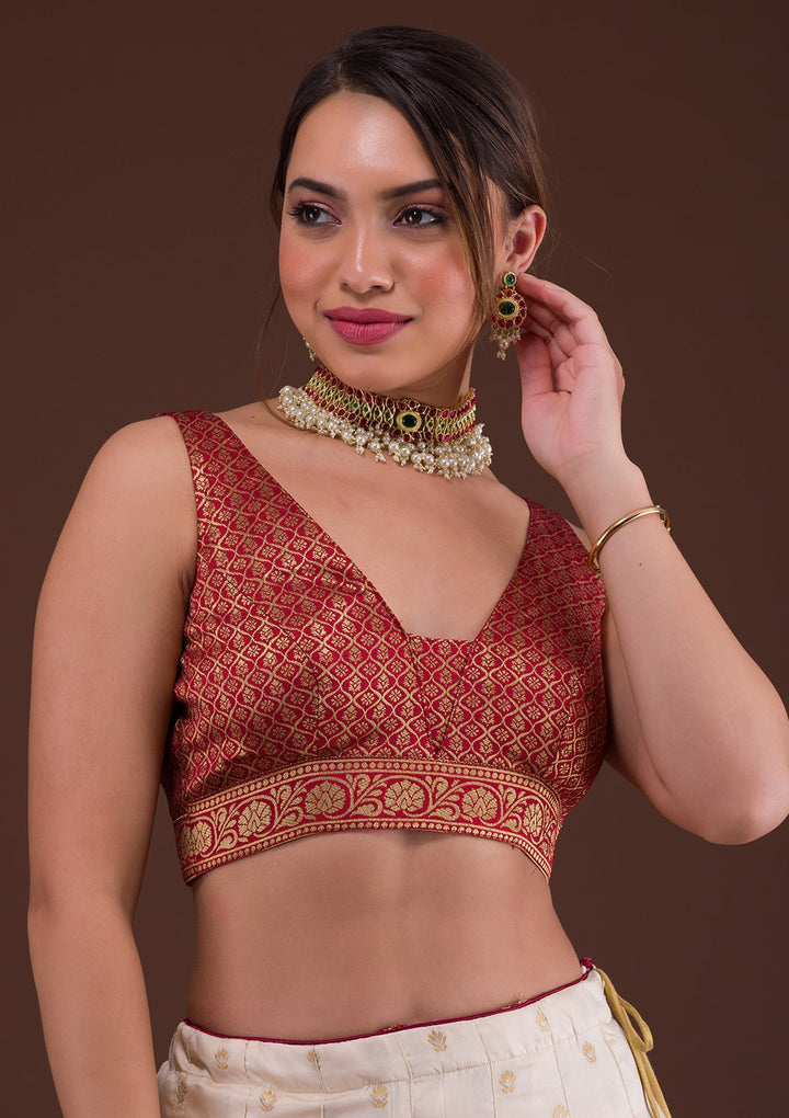 Cream Zariwork Raw Silk Designer Lehenga-Koskii