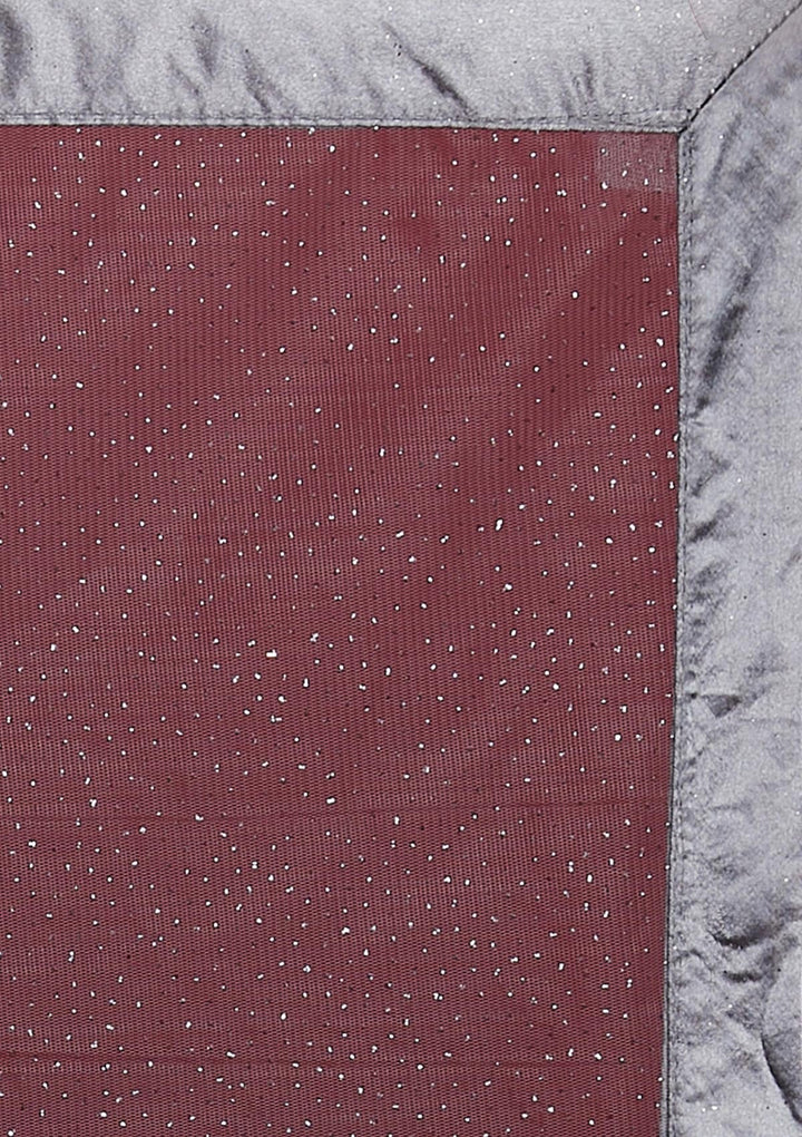 Dark Grey Glitter Net Designer Gown - Koskii