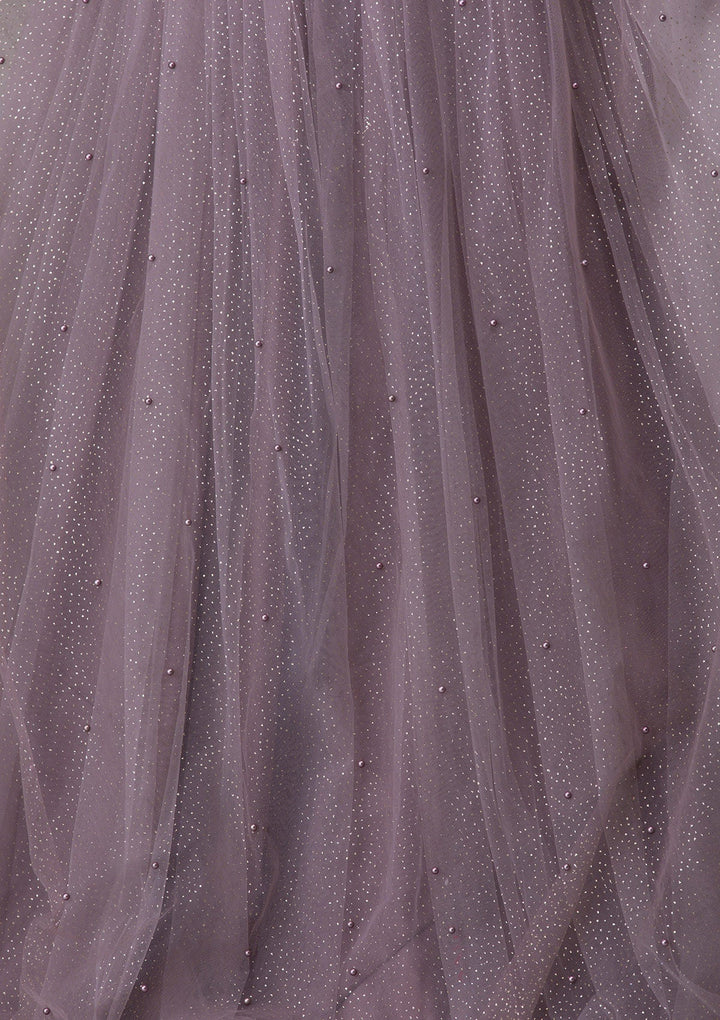 Dark Grey Sequins Net Designer Gown-Koskii