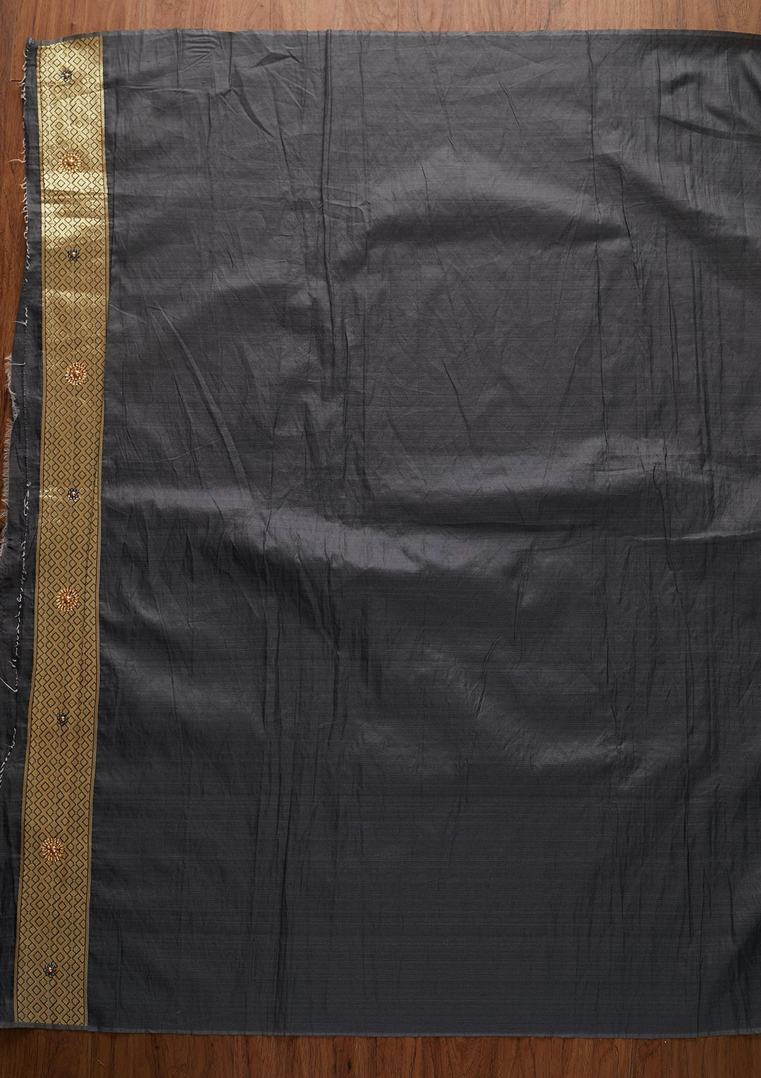 Dark Grey Stonework Chanderi Designer Saree - koskii