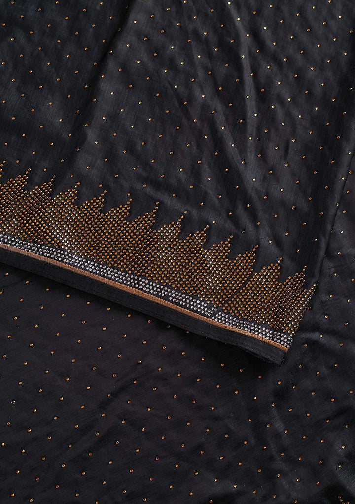 Dark Grey Swarovski Art Silk Designer Saree - koskii