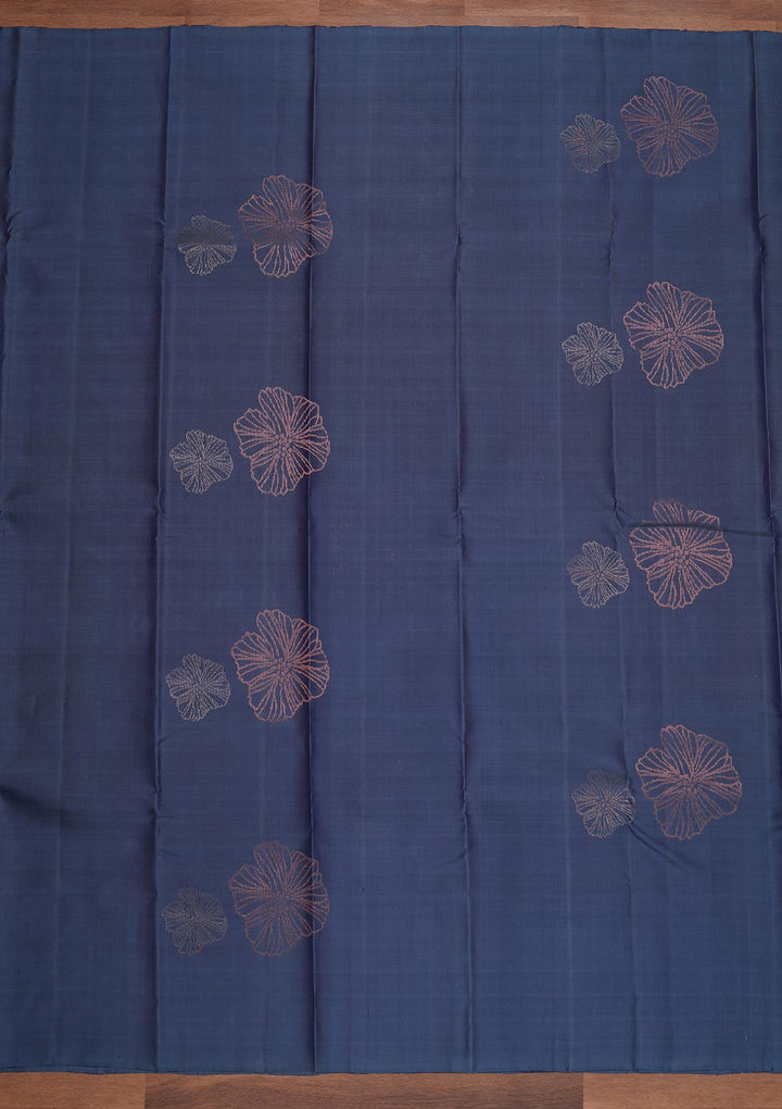 Dark Grey Zariwork Pure Silk Designer Saree - Koskii