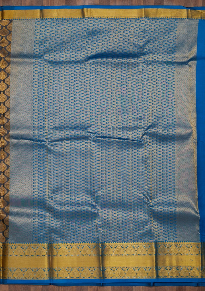 Dark Grey Zariwork Pure Silk Saree-Koskii