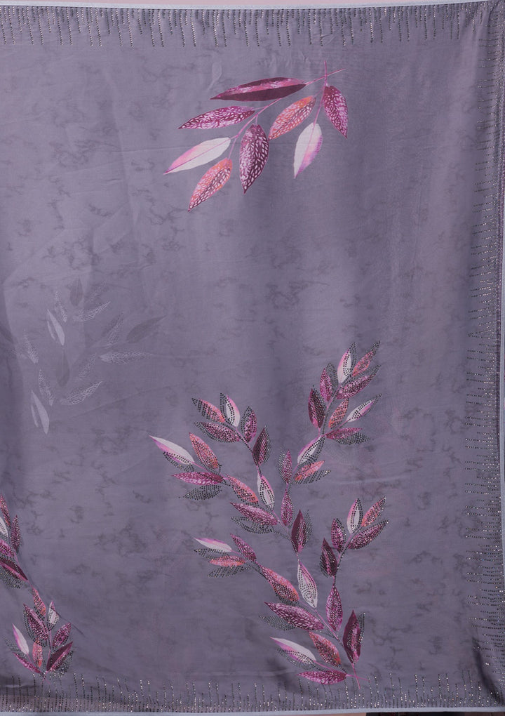 Peach Thread Work Satin Designer Saree-Koskii