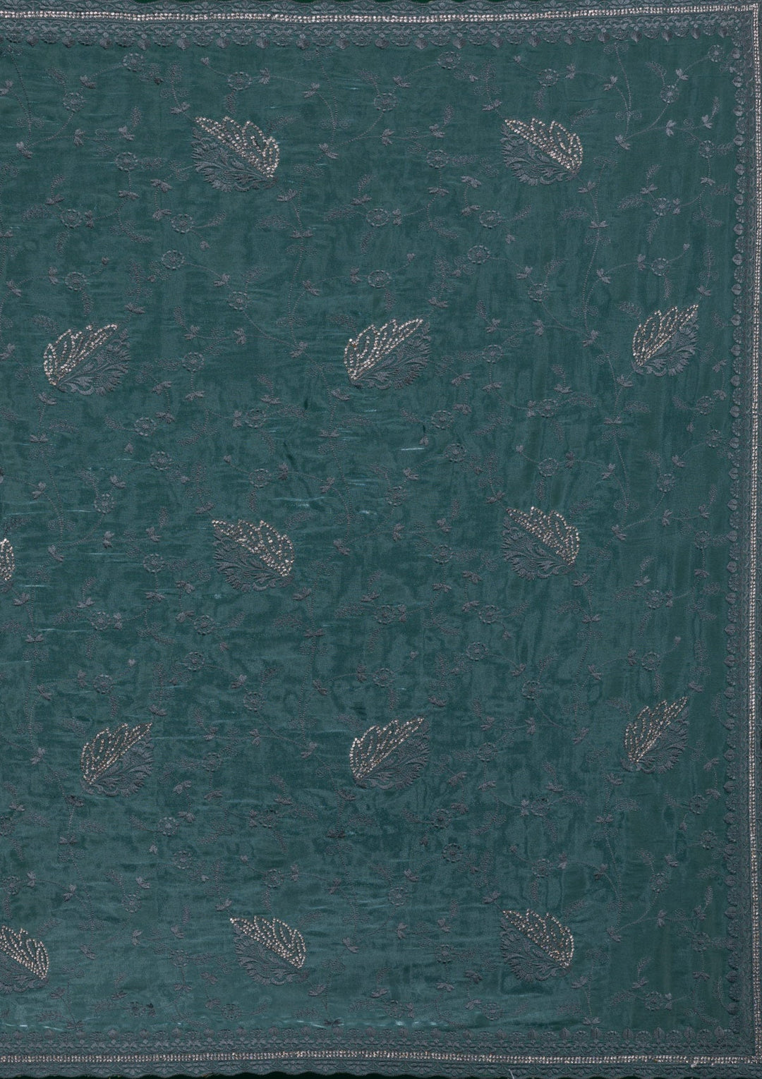 Ocean Blue Stonework Tissue Saree-Koskii