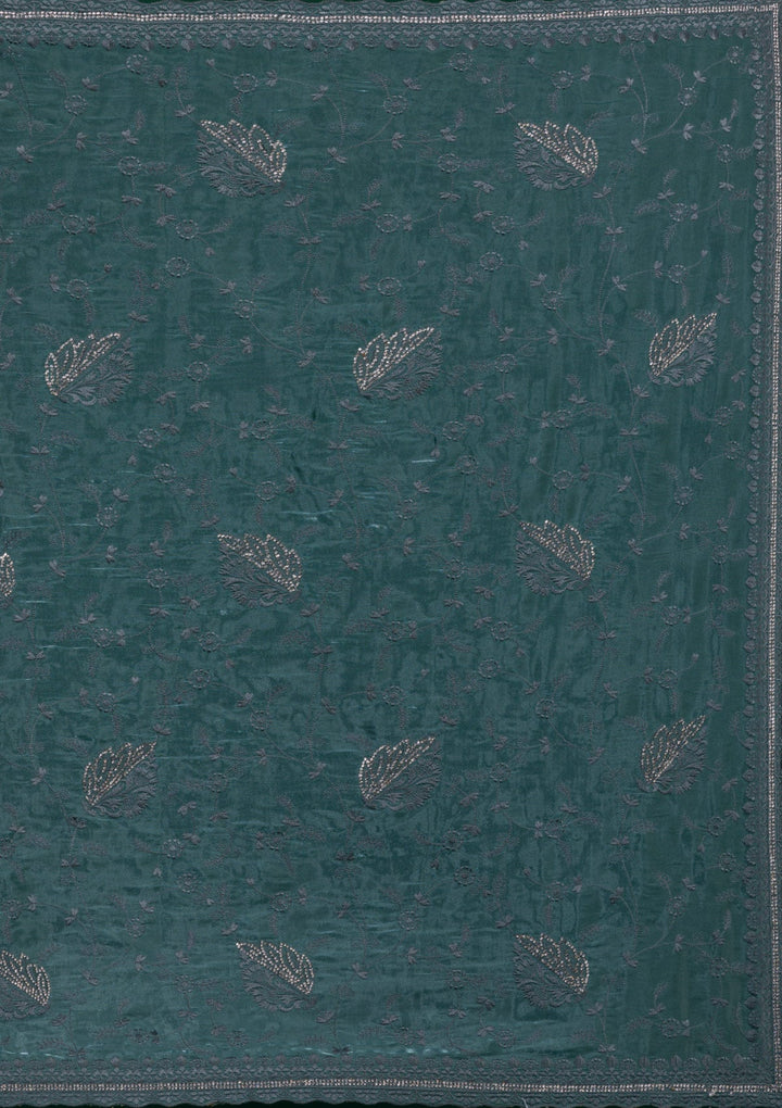 Ocean Blue Stonework Tissue Saree-Koskii
