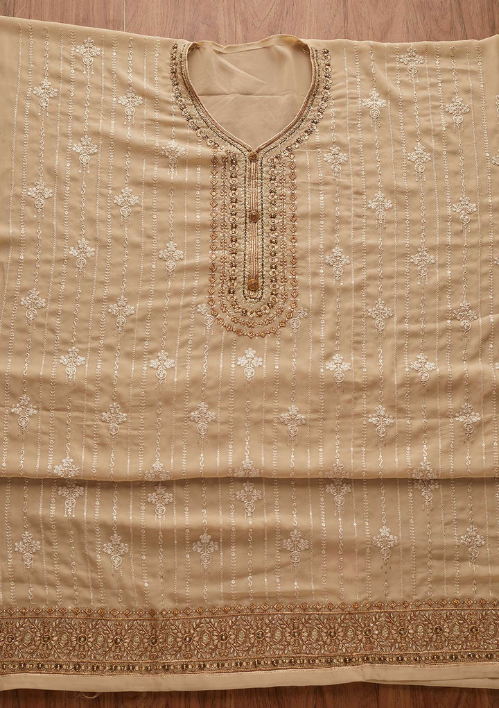 Gold Cutdana Georgette Designer Semi-Stitched Salwar Suit - Koskii