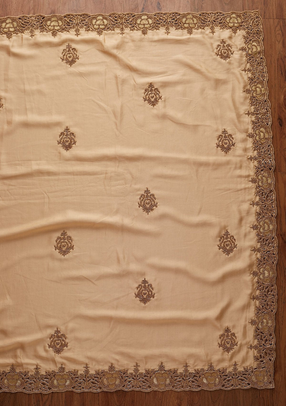 Gold Cutdana Satin Designer Saree - koskii