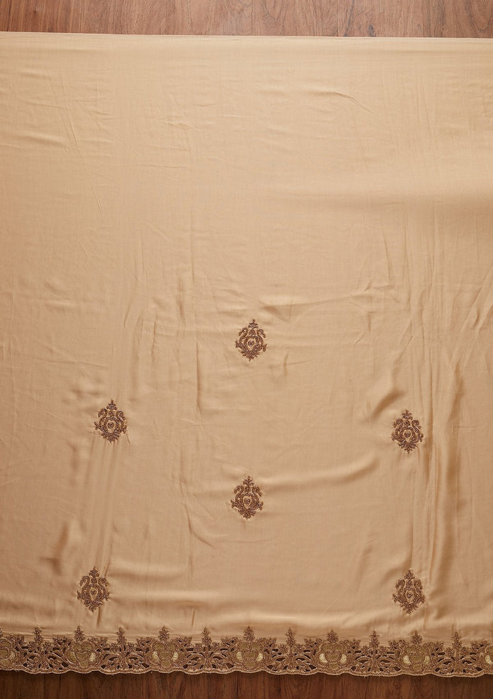 Gold Cutdana Satin Designer Saree - koskii