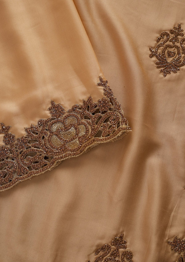 Gold Cutdana Satin Designer Saree - koskii
