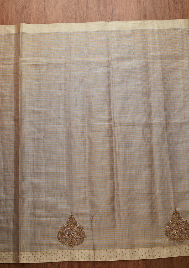 Gold Cutdana Tissue Designer Saree - koskii