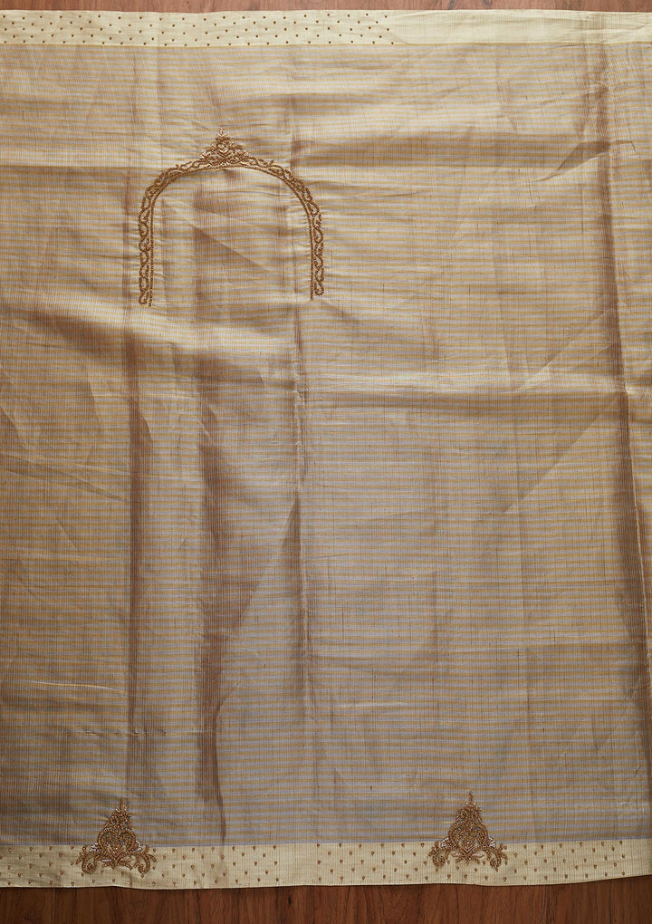 Gold Cutdana Tissue Designer Saree - koskii