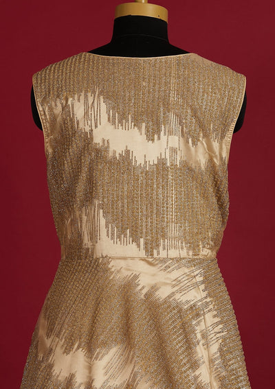 Gold Glitter Net Designer Gown - Koskii